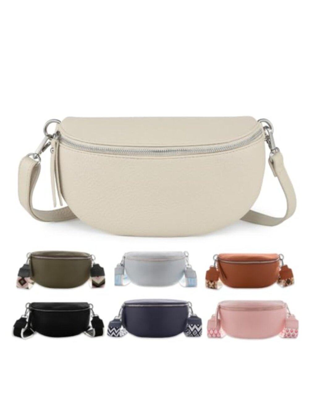 Vegan Leather Crossbody Bag for Women - Adjustable Strap Sling Waist Pack